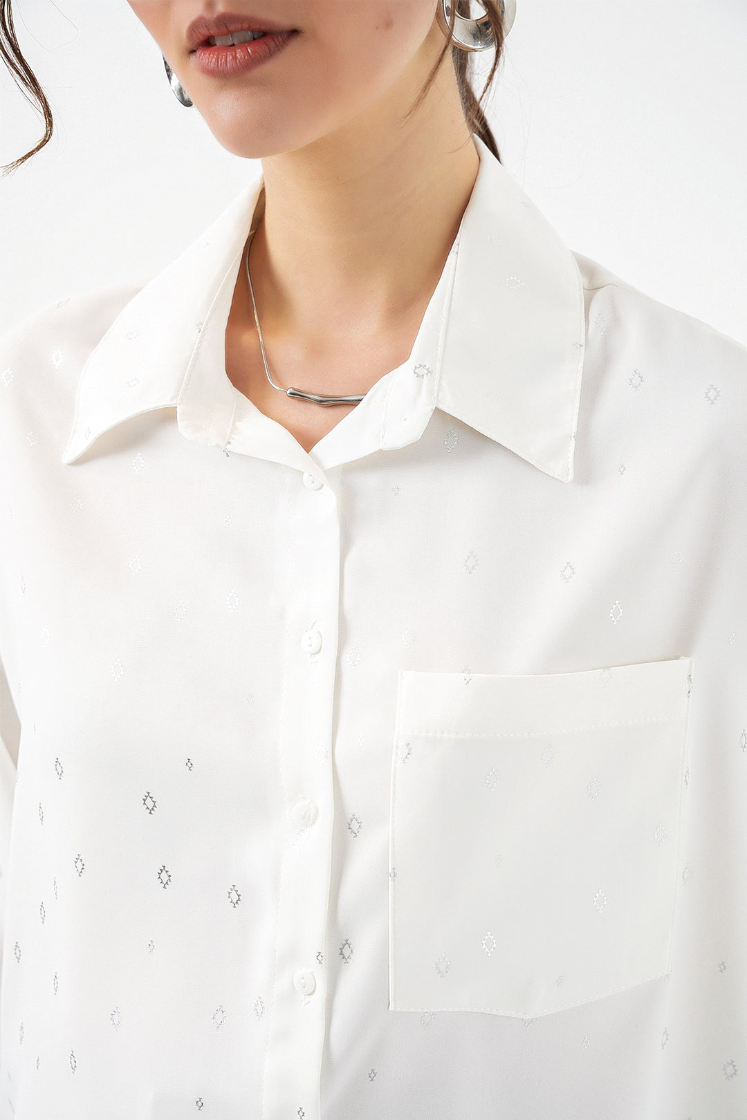 Bigdart Chemisier oversize à motifs femme 20361 - Argent