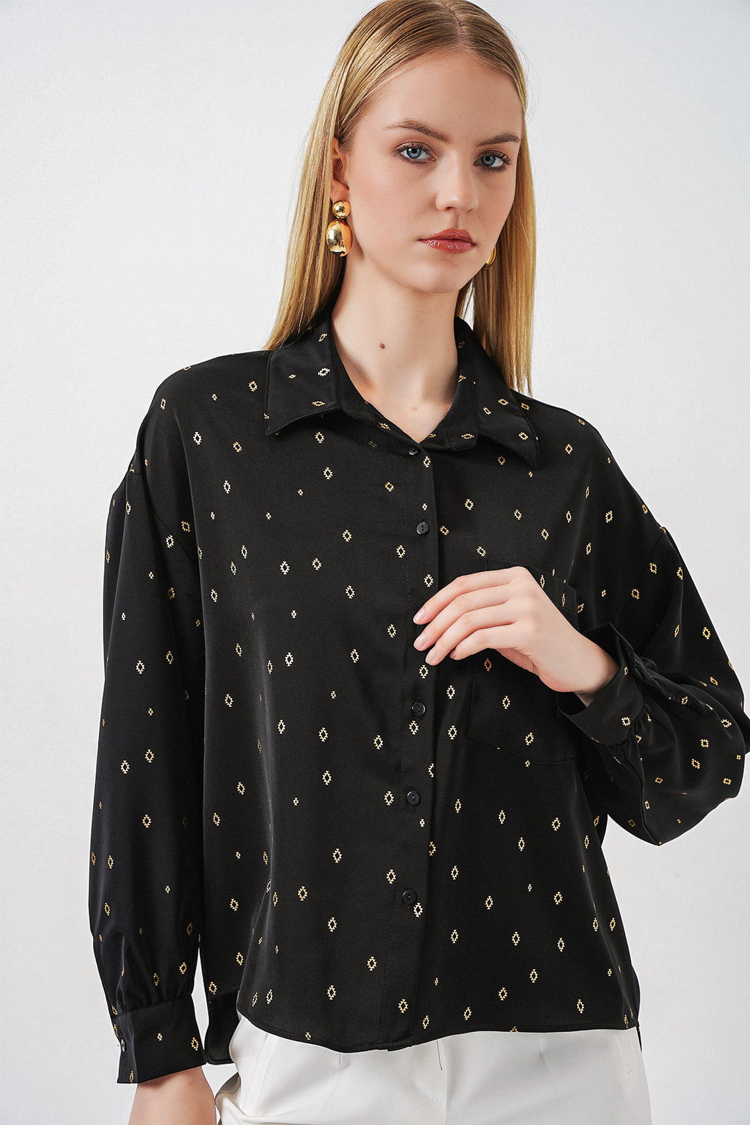 Bigdart Chemise oversize à motifs femme 20361 - Noir