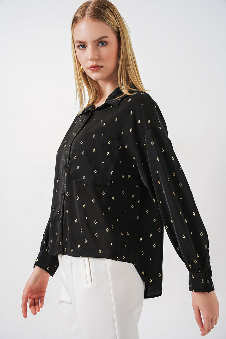 Bigdart Chemise oversize à motifs femme 20361 - Noir