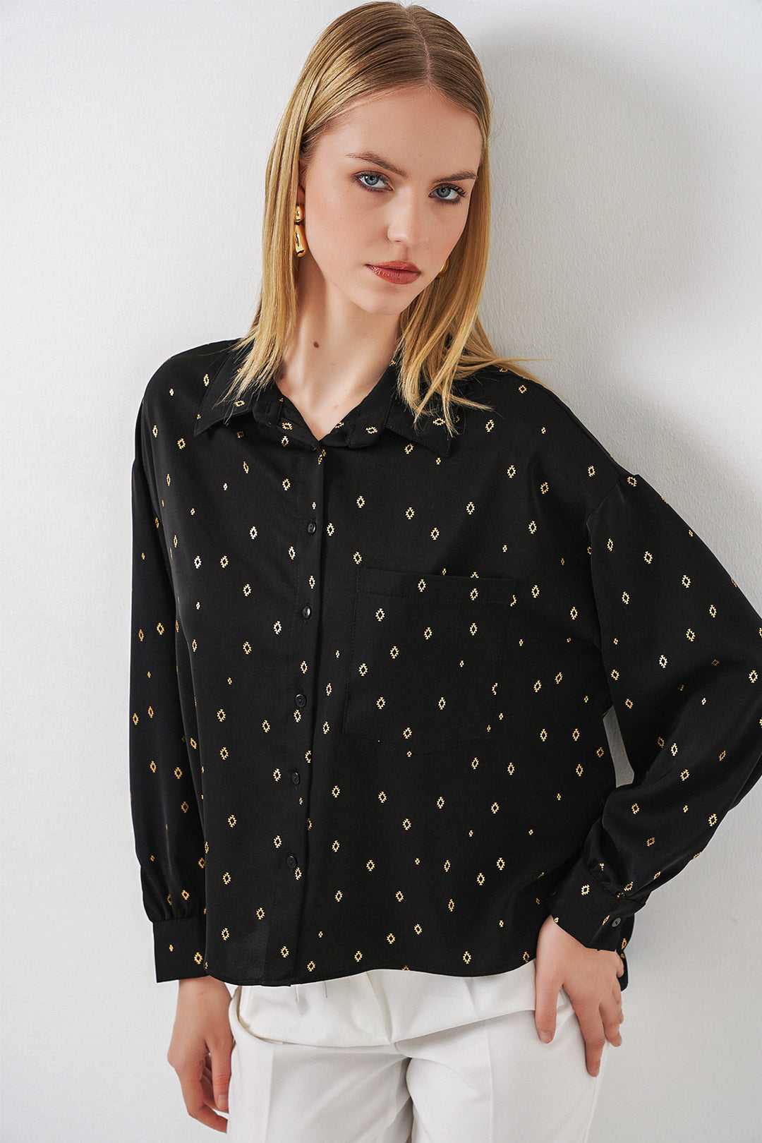 Bigdart Chemise oversize à motifs femme 20361 - Noir