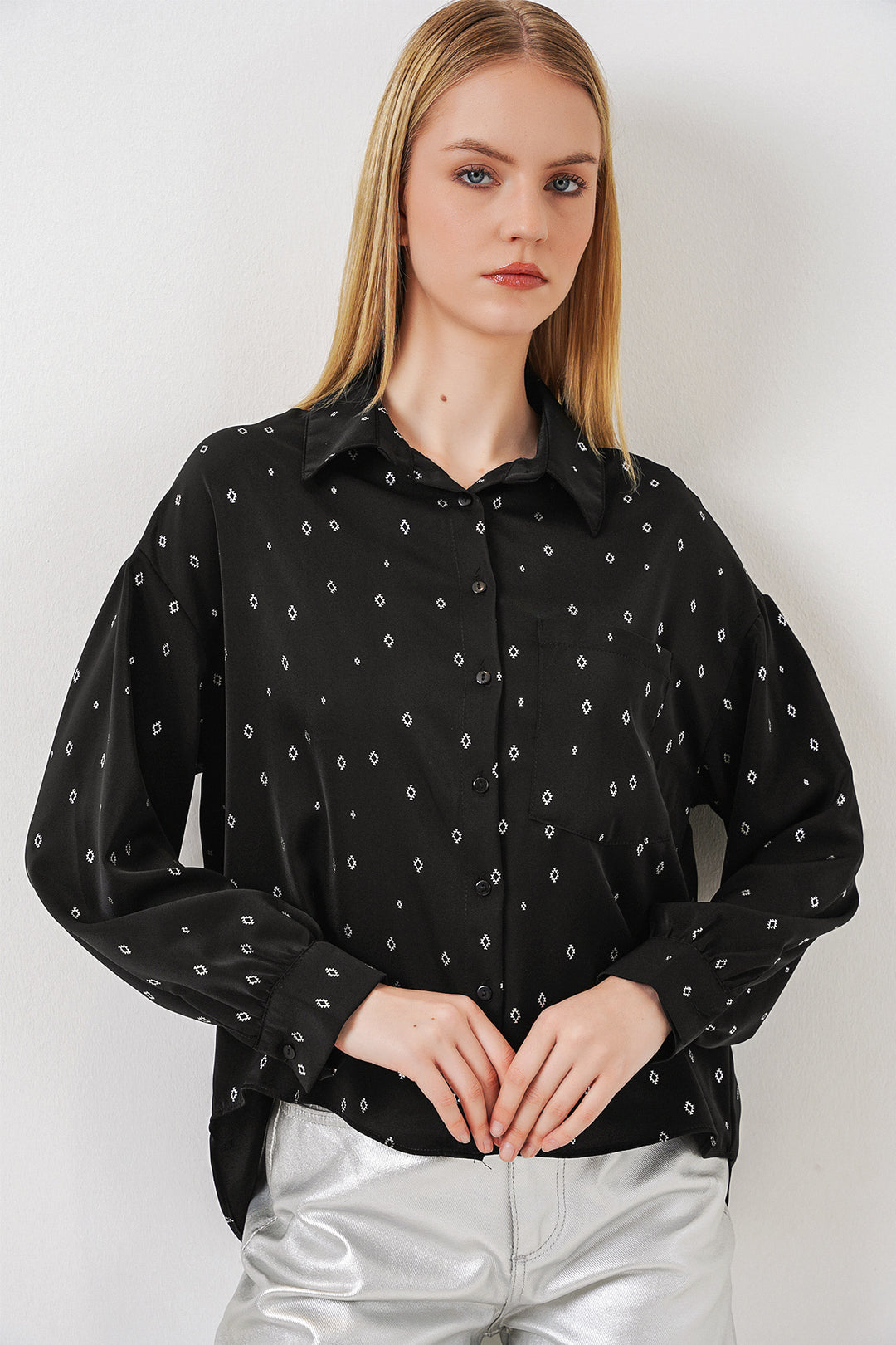 Bigdart Chemise oversize à motifs femme 20361 - Noir - Argent
