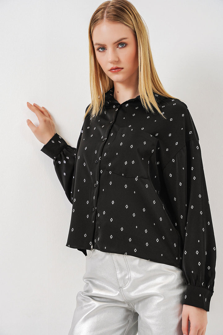 Bigdart Chemise oversize à motifs femme 20361 - Noir - Argent