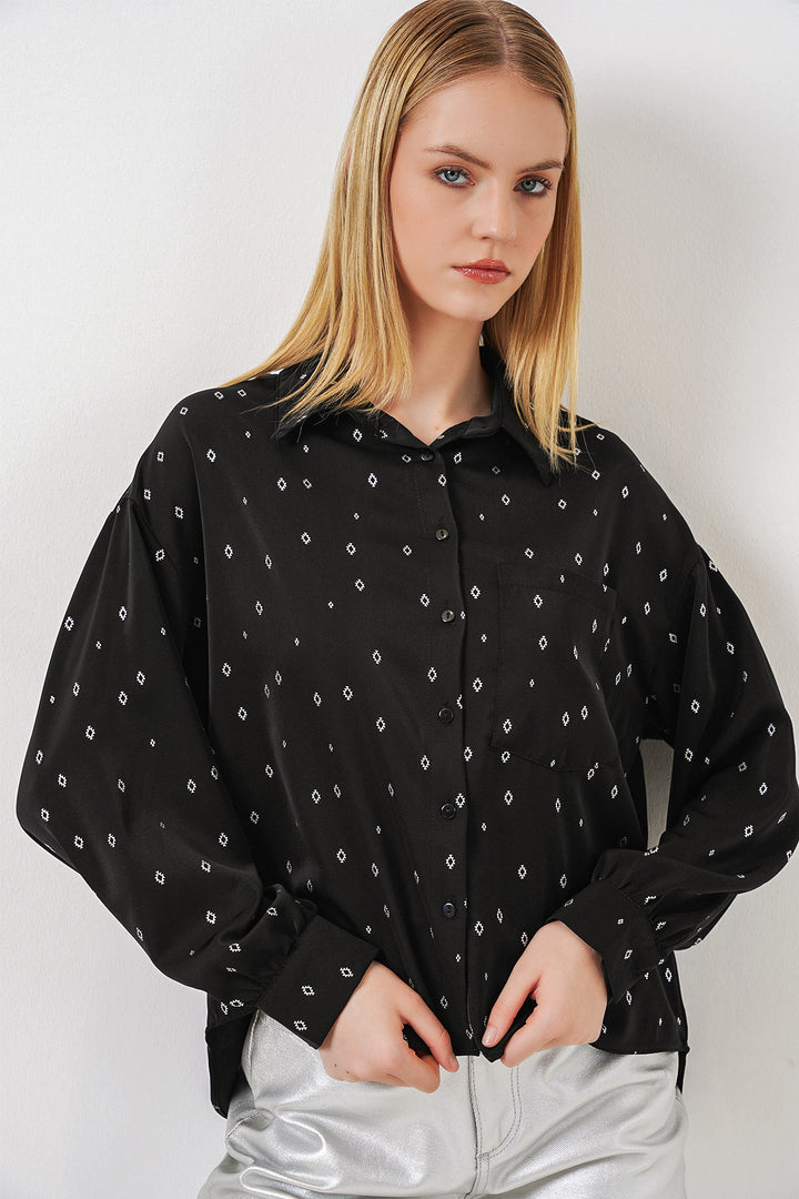 Bigdart Chemise oversize à motifs femme 20361 - Noir - Argent