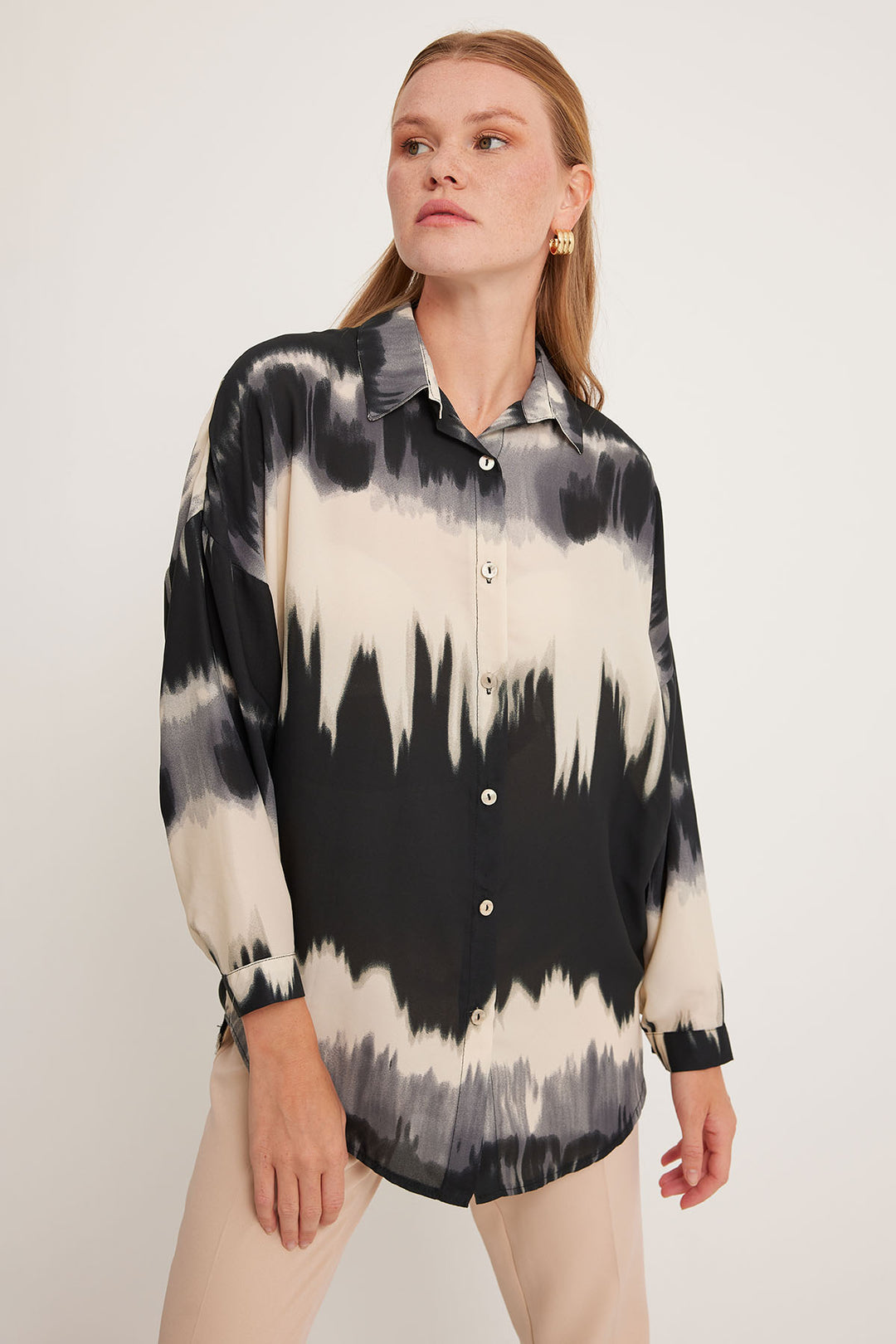 Bigdart Chemise oversize à motifs orange et noir pour femme 5923