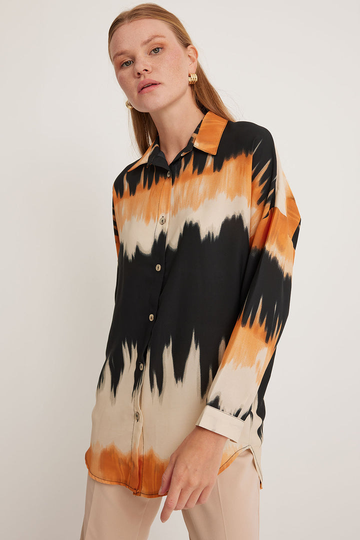 Bigdart Chemise oversize à motifs orange et noir pour femme 5923