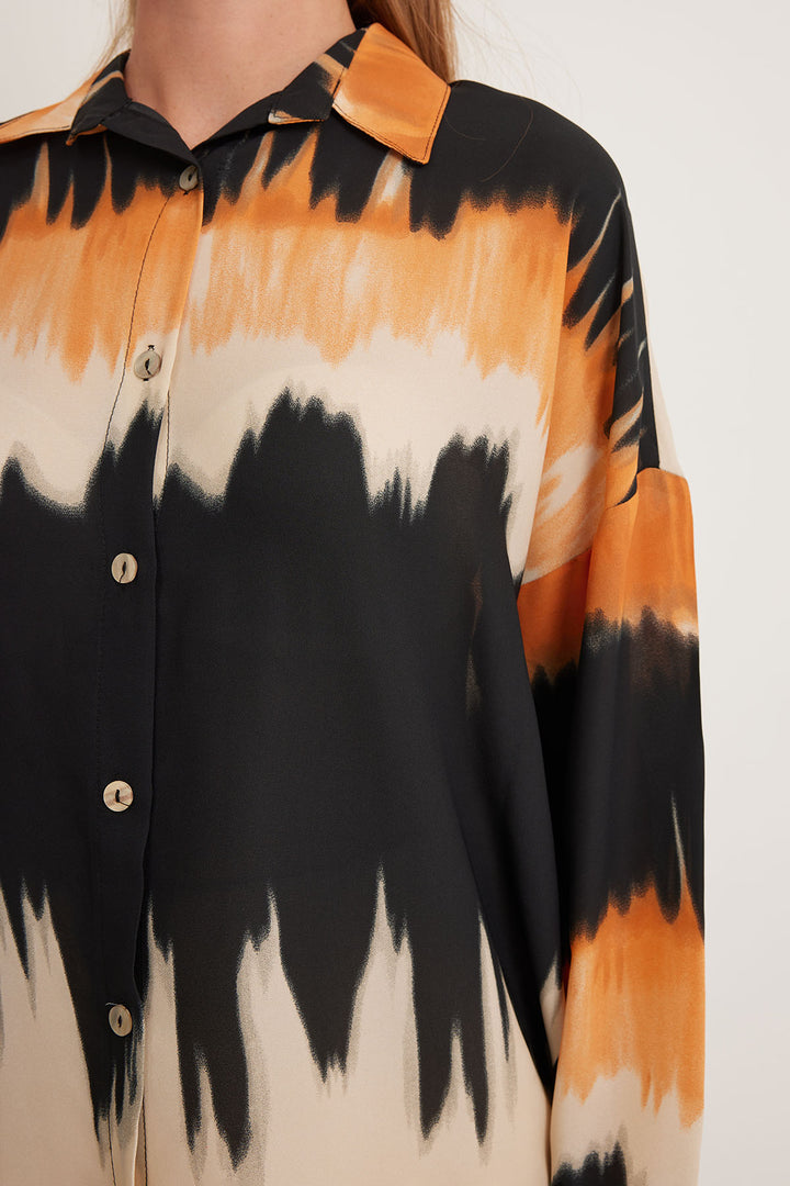 Bigdart Chemise oversize à motifs orange et noir pour femme 5923