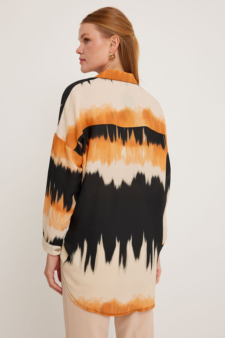 Bigdart Chemise oversize à motifs orange et noir pour femme 5923