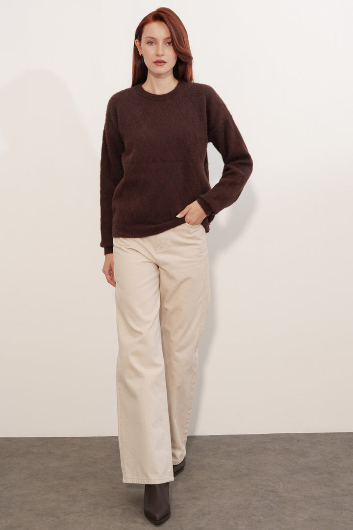 Bigdart Pull oversize à motifs 15970 - Marron