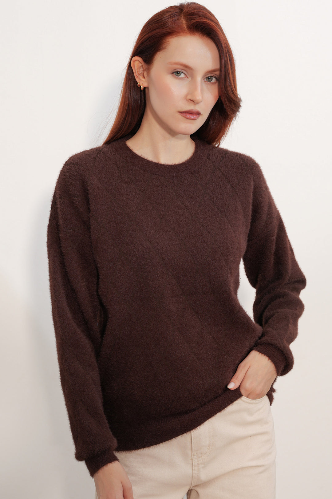 Bigdart Pull oversize à motifs 15970 - Marron
