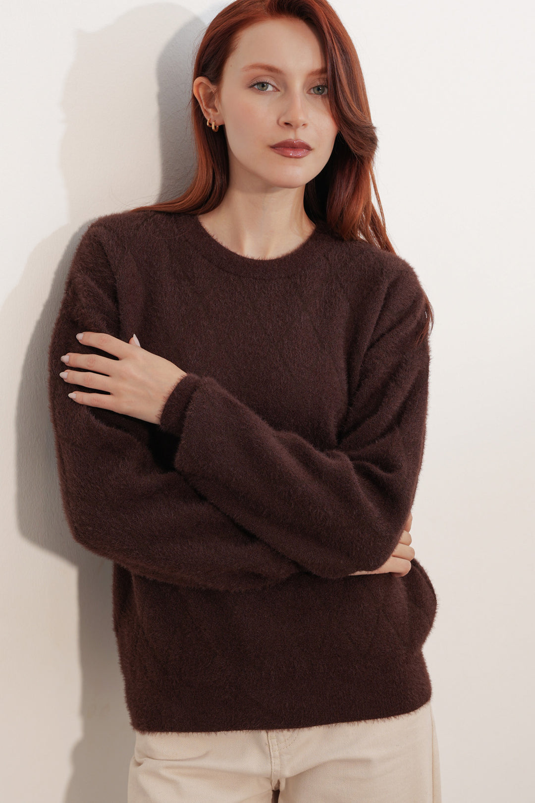 Bigdart Pull oversize à motifs 15970 - Marron