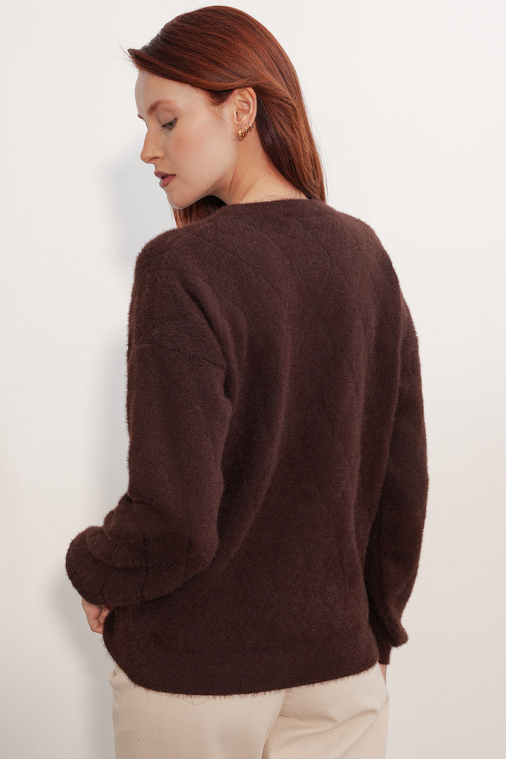 Bigdart Pull oversize à motifs 15970 - Marron