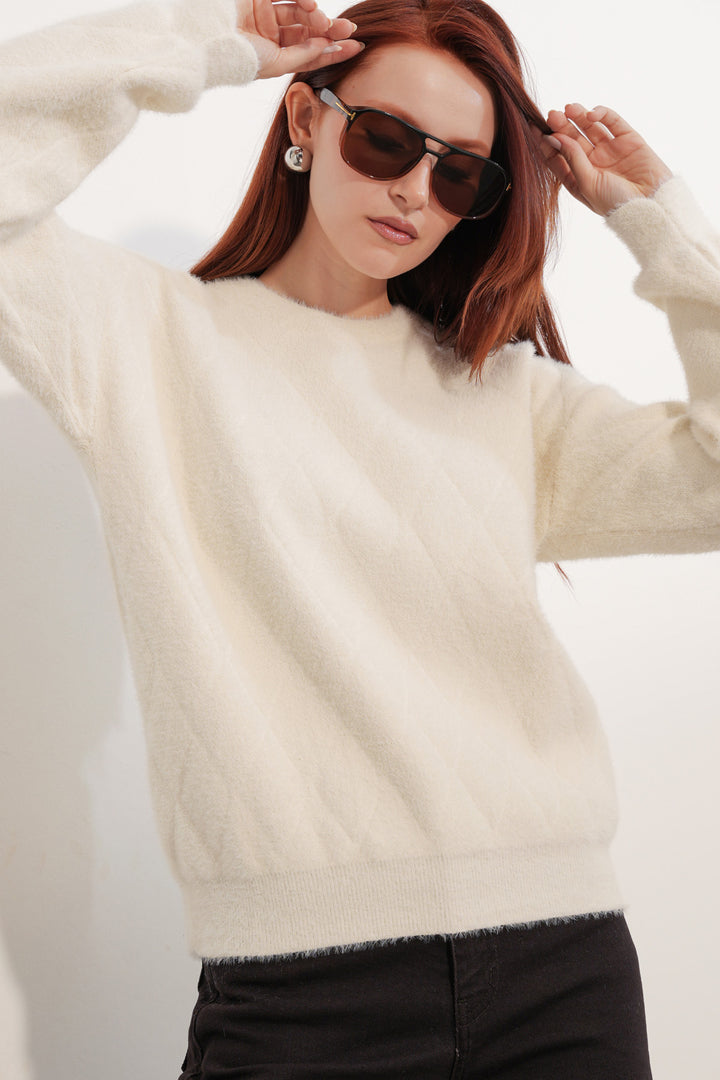 Bigdart Pull oversize à motifs 15970 - Crème