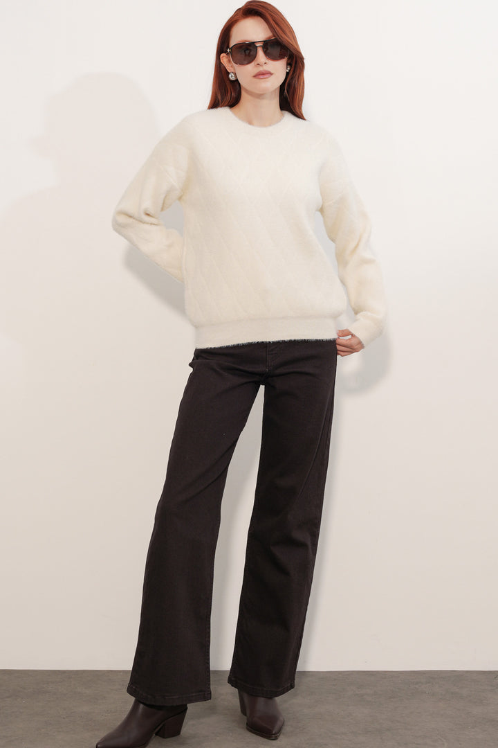 Bigdart Pull oversize à motifs 15970 - Crème