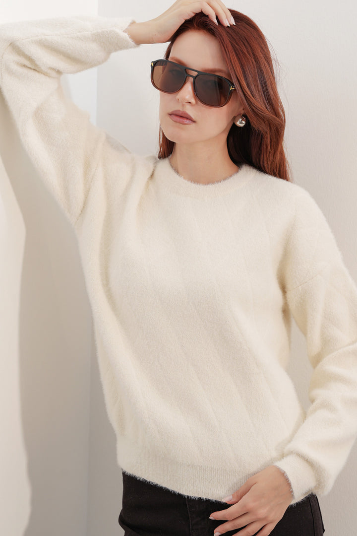 Bigdart Pull oversize à motifs 15970 - Crème