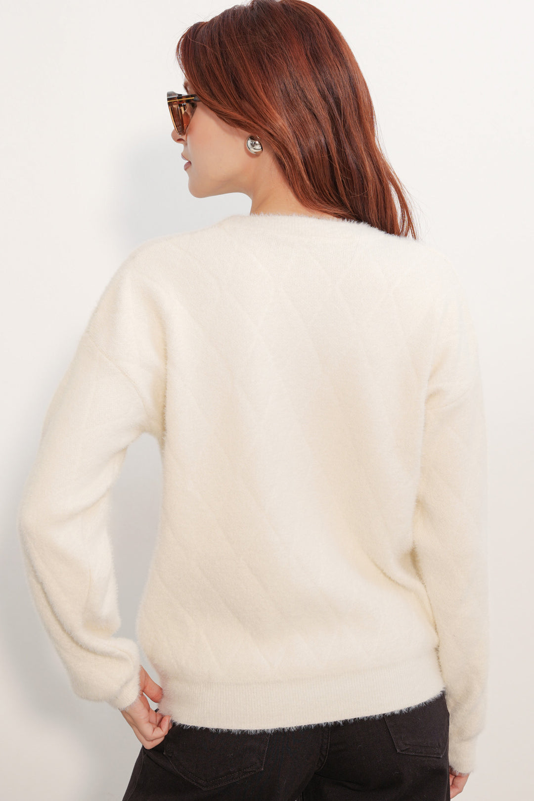 Bigdart Pull oversize à motifs 15970 - Crème