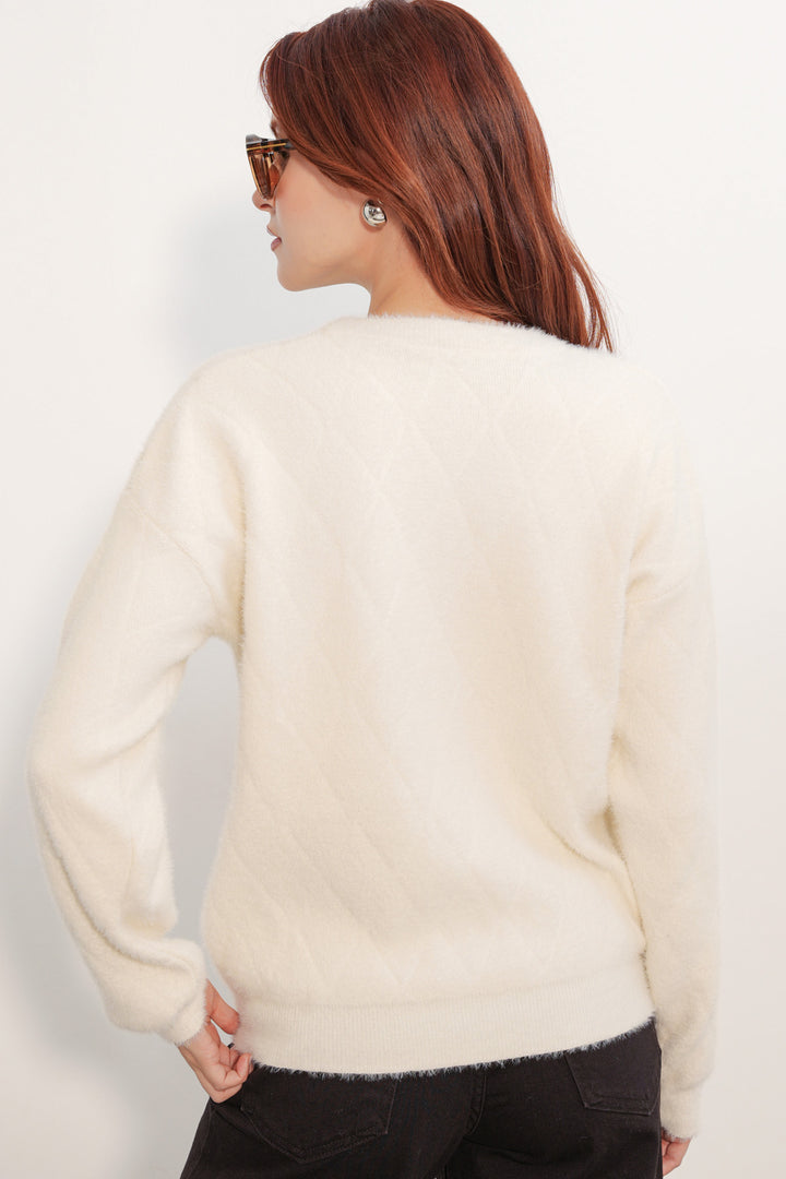 Bigdart Pull oversize à motifs 15970 - Crème