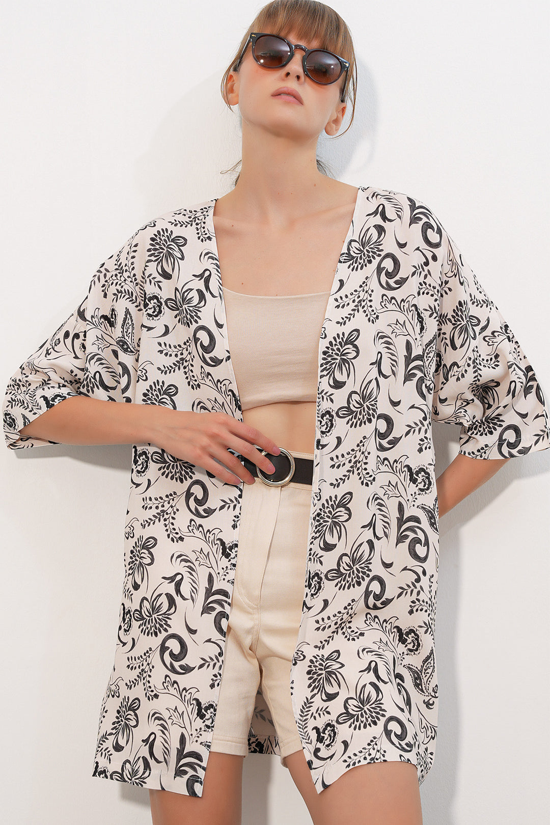 Bigdart Kimono oversize à motifs pour femme 5999 - Noir
