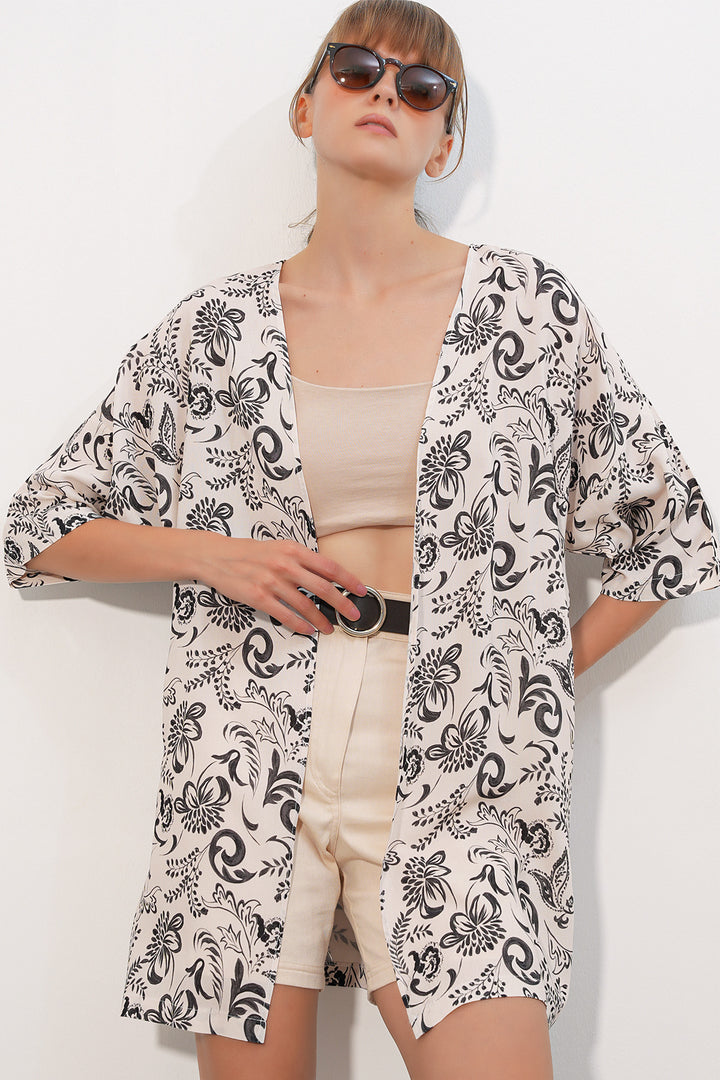 Bigdart Kimono oversize à motifs pour femme 5999 - Noir