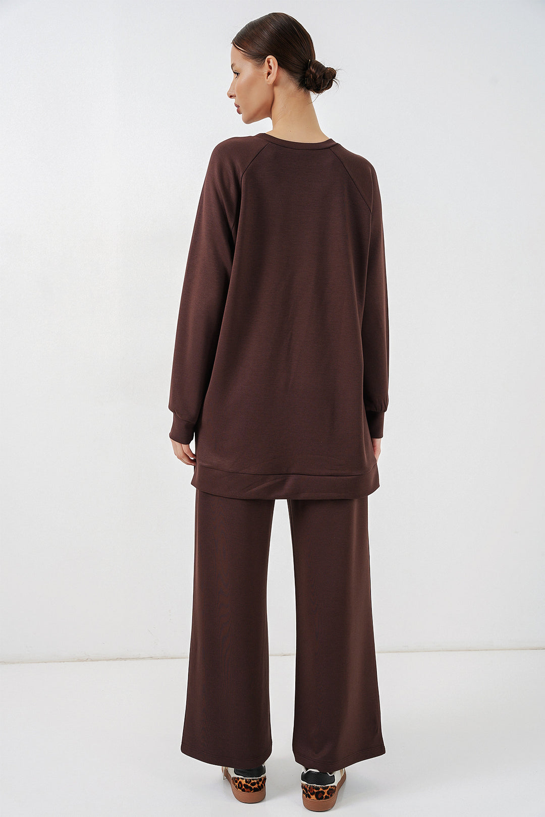 Bigdart Ensemble tunique pantalon oversize à motifs femme 55462 - Marron