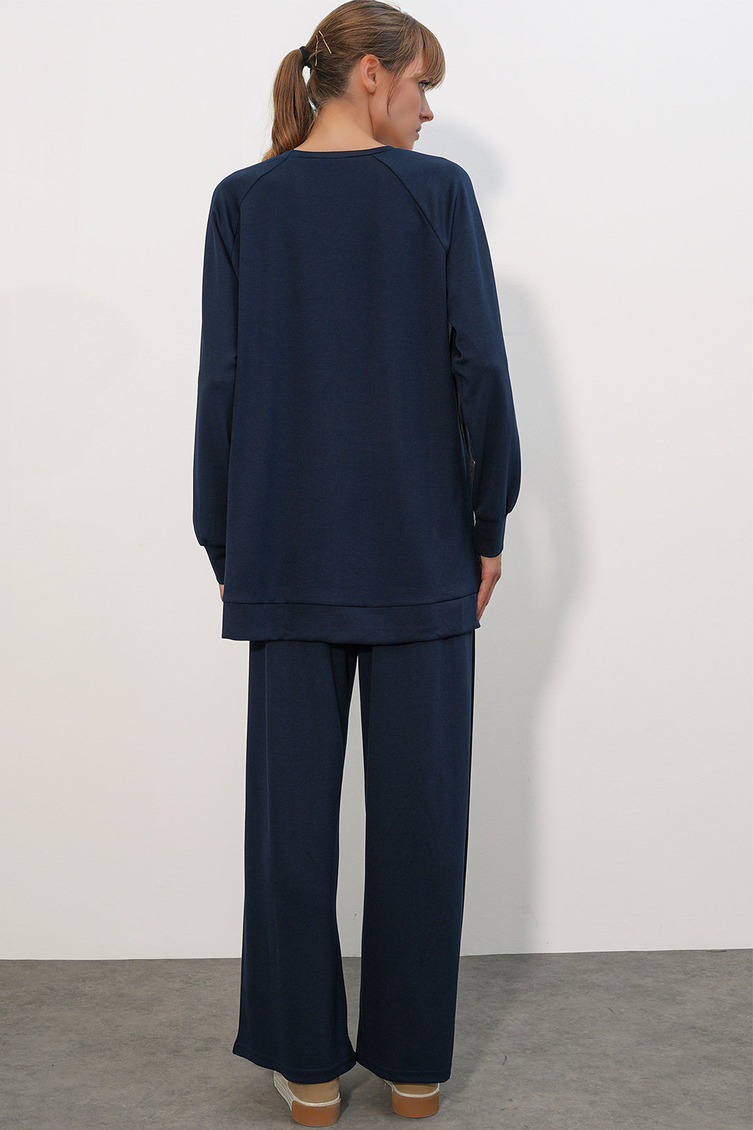 Bigdart Ensemble de tunique oversize à motifs et pantalon pour femme 55462 - Bleu marine