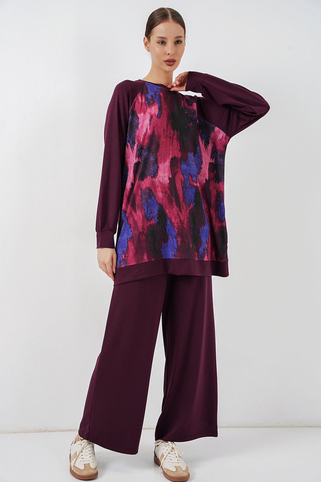 Bigdart Ensemble tunique pantalon oversize à motifs femme 55462 - Violet