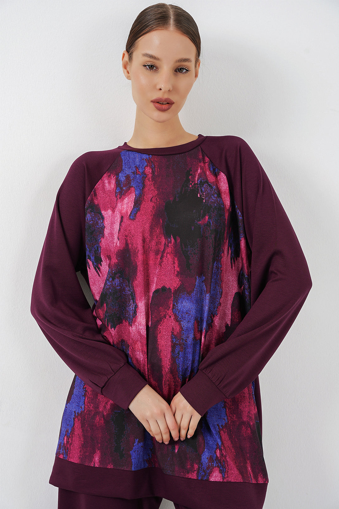 Bigdart Ensemble tunique pantalon oversize à motifs femme 55462 - Violet