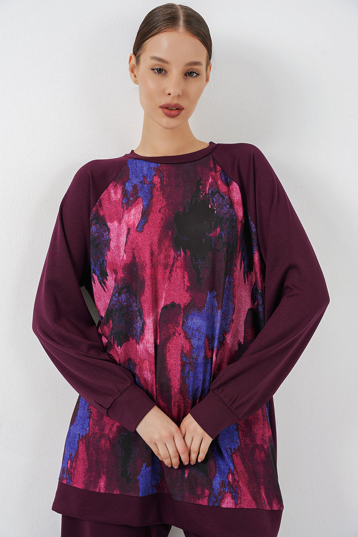 Bigdart Ensemble tunique pantalon oversize à motifs femme 55462 - Violet