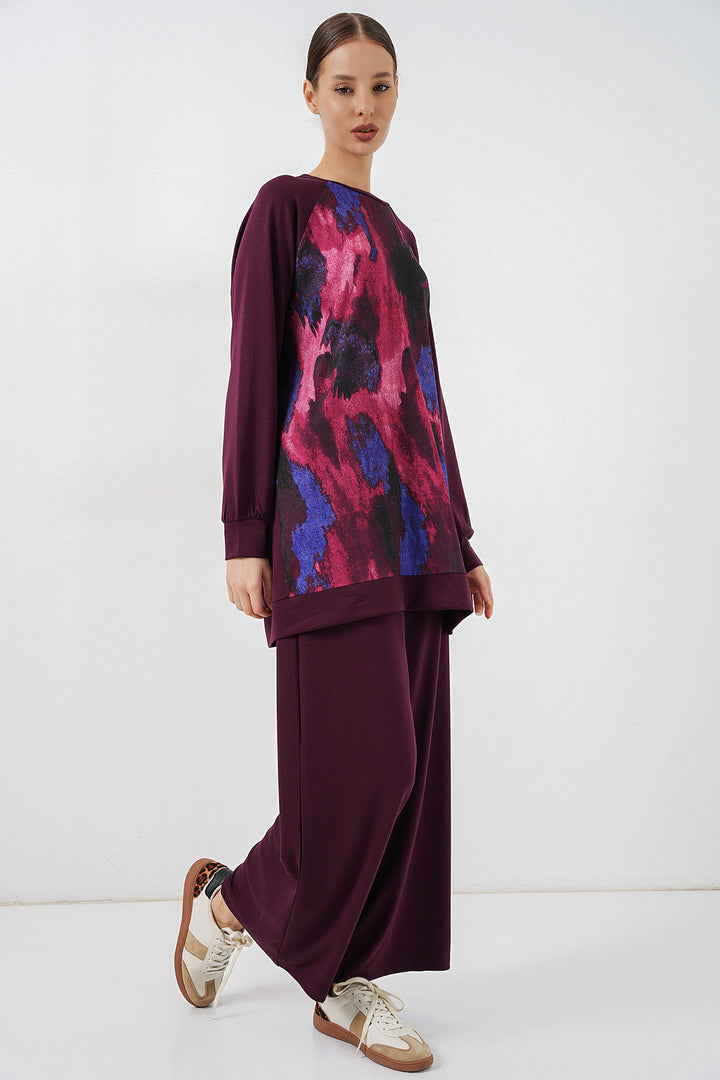 Bigdart Ensemble tunique pantalon oversize à motifs femme 55462 - Violet