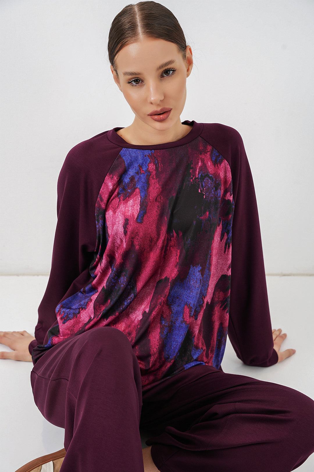 Bigdart Ensemble tunique pantalon oversize à motifs femme 55462 - Violet