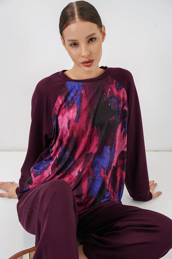 Bigdart Ensemble tunique pantalon oversize à motifs femme 55462 - Violet