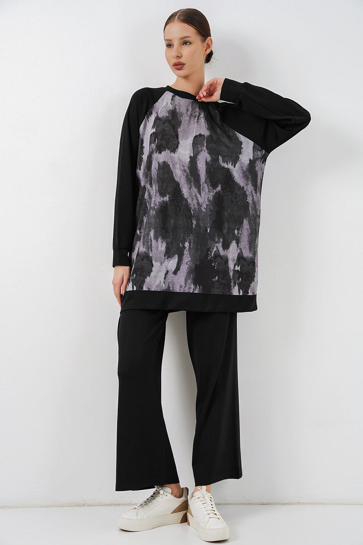 Bigdart Ensemble tunique pantalon oversize à motifs femme 55462 - Noir