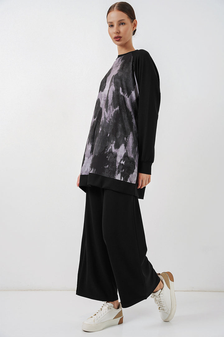 Bigdart Ensemble tunique pantalon oversize à motifs femme 55462 - Noir