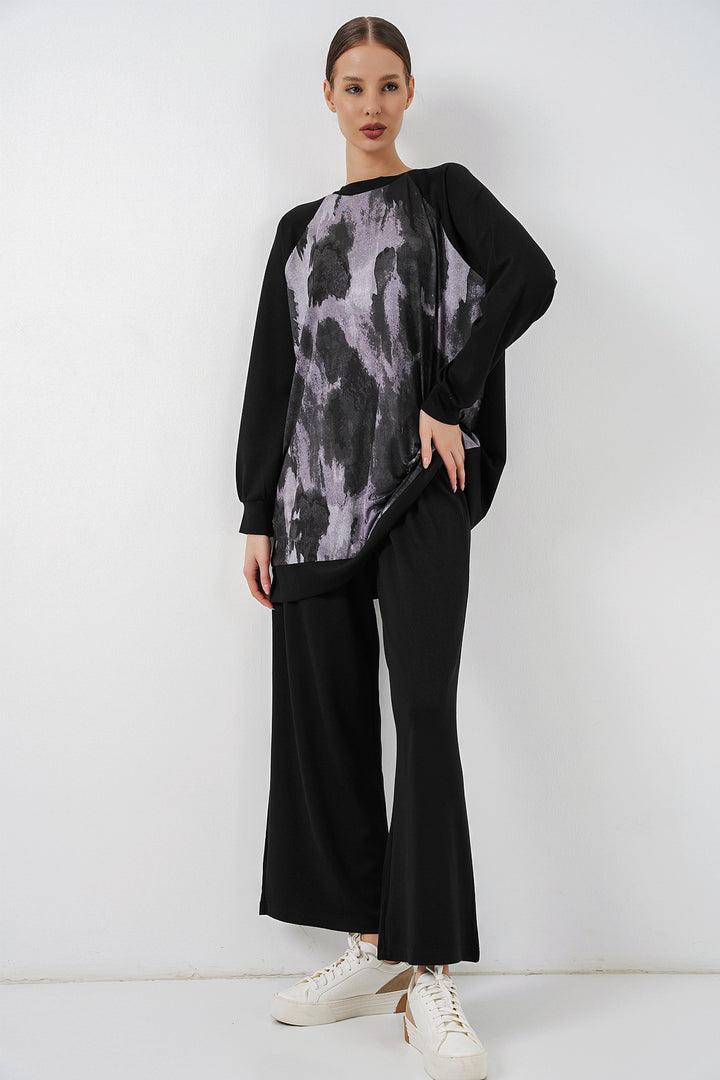 Bigdart Ensemble tunique pantalon oversize à motifs femme 55462 - Noir