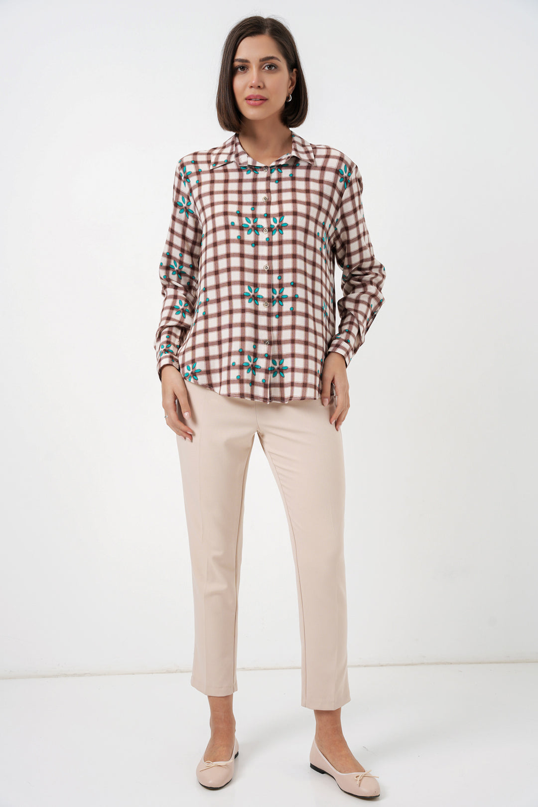 Bigdart Chemise en viscose oversize à motifs pour femme 20371 - Marron