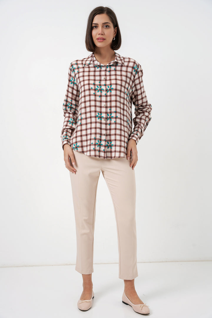 Bigdart Chemise en viscose oversize à motifs pour femme 20371 - Marron