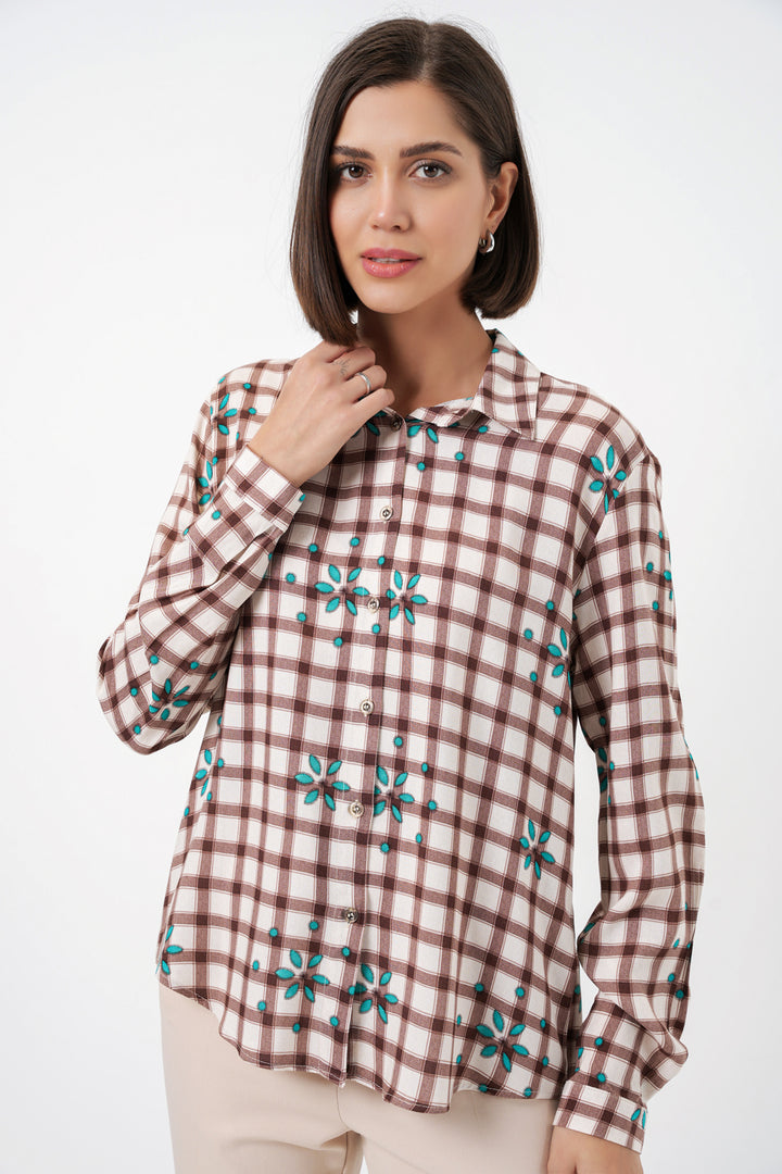 Bigdart Chemise en viscose oversize à motifs pour femme 20371 - Marron