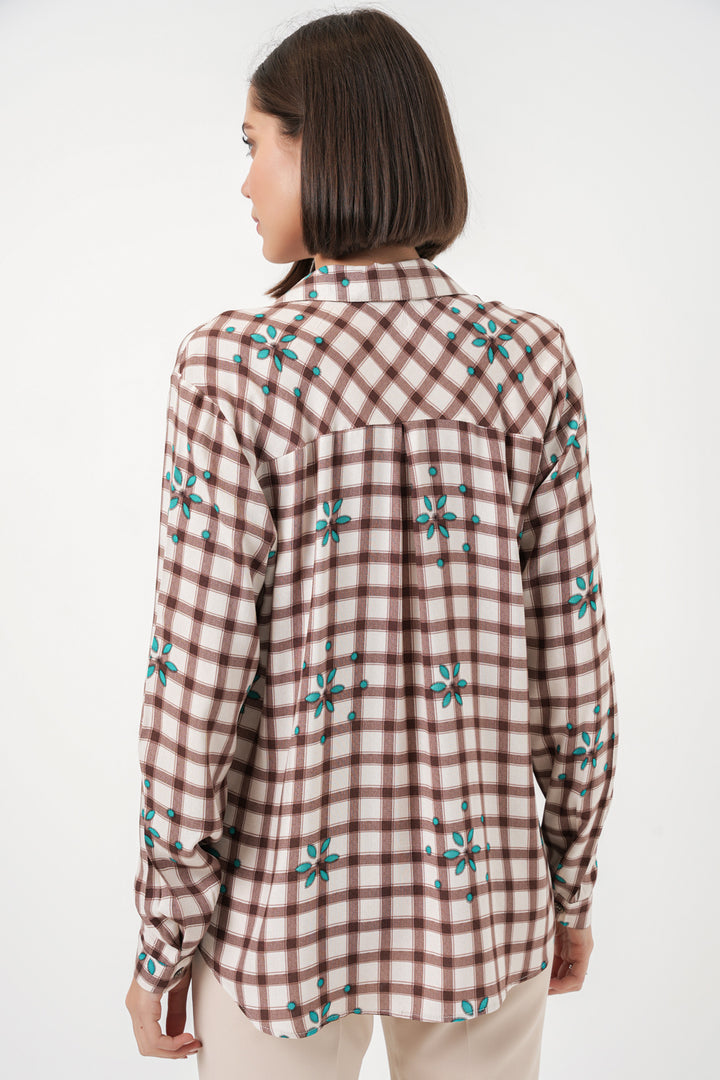 Bigdart Chemise en viscose oversize à motifs pour femme 20371 - Marron