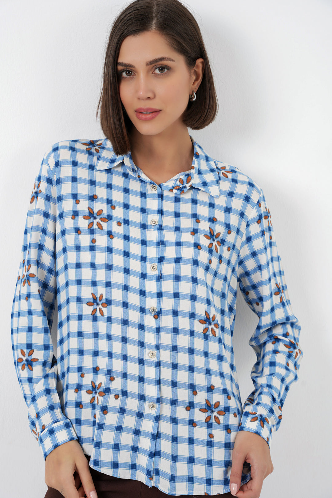 Bigdart Chemise en viscose oversize à motifs pour femme 20371 - Bleu