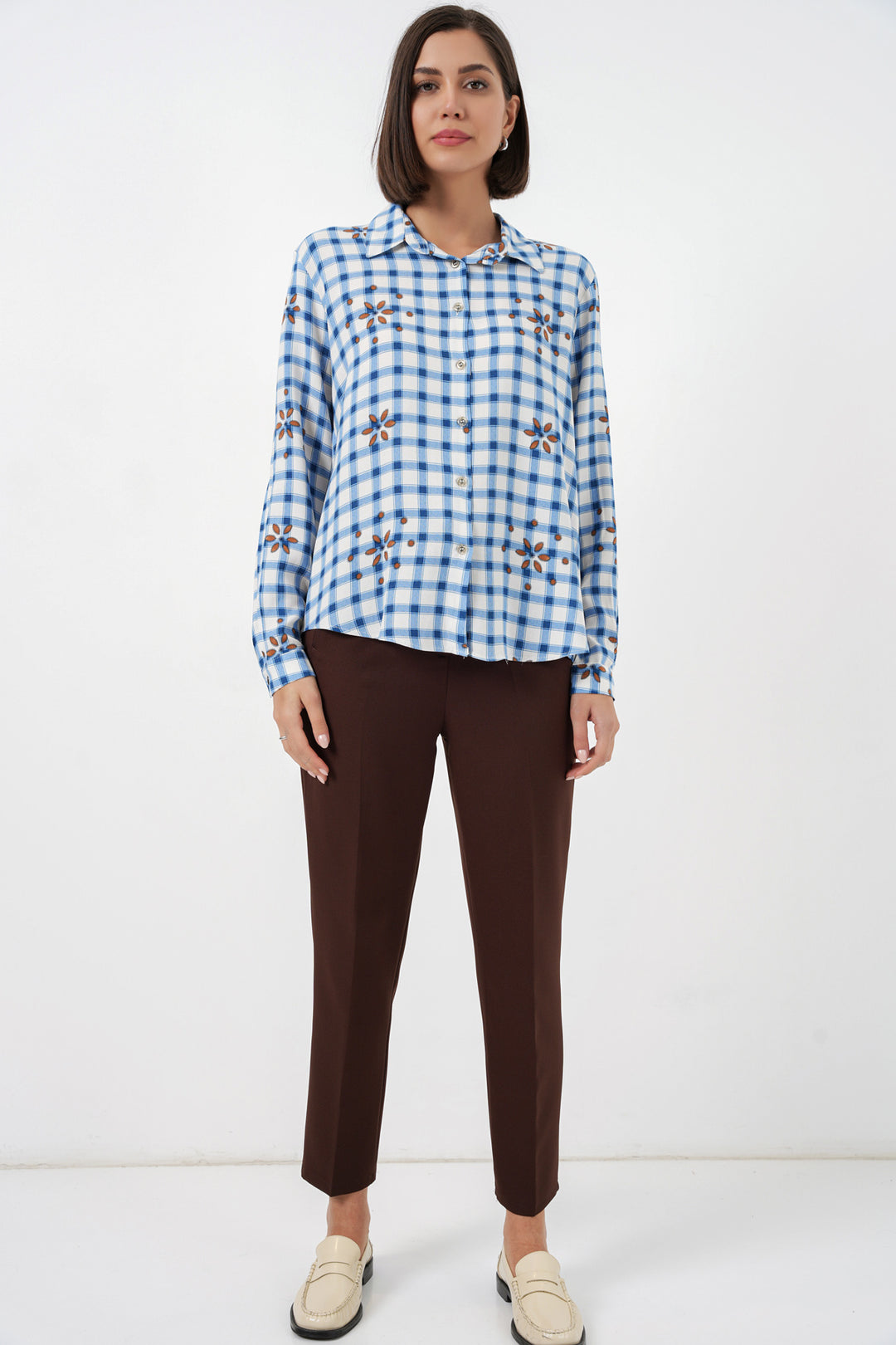 Bigdart Chemise en viscose oversize à motifs pour femme 20371 - Bleu