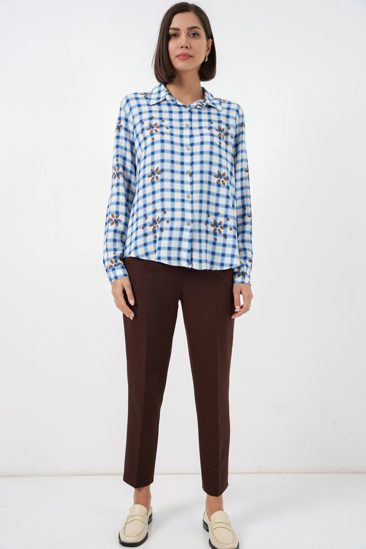 Bigdart Chemise en viscose oversize à motifs pour femme 20371 - Bleu