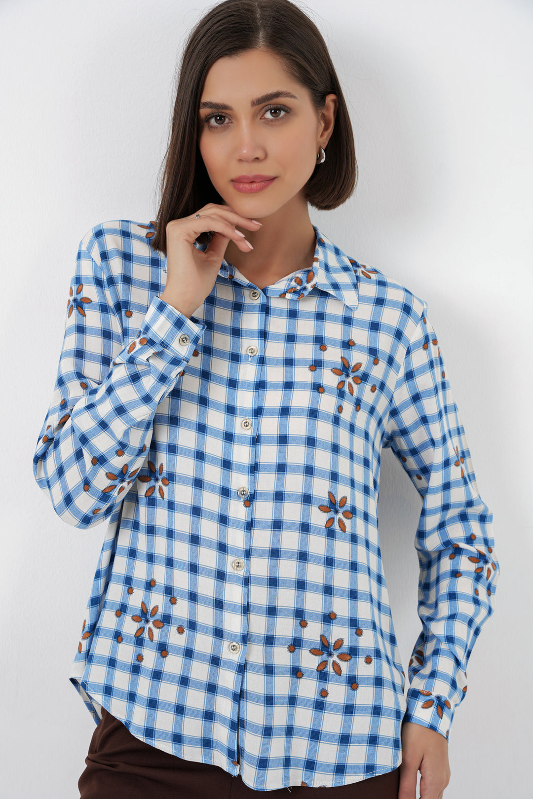 Bigdart Chemise en viscose oversize à motifs pour femme 20371 - Bleu