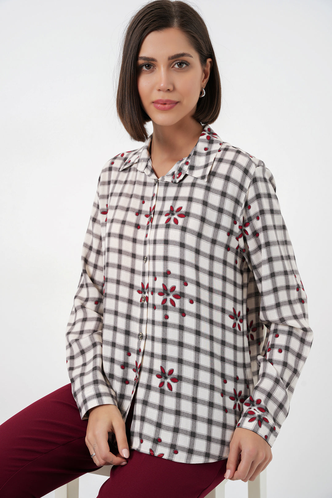 Bigdart Chemise en viscose oversize à motifs pour femme 20371 - Noir
