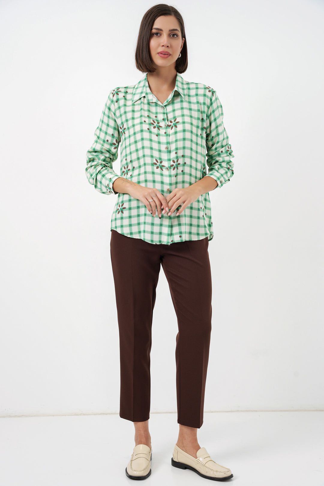 Bigdart Chemise en viscose oversize à motifs pour femme 20371 - Vert
