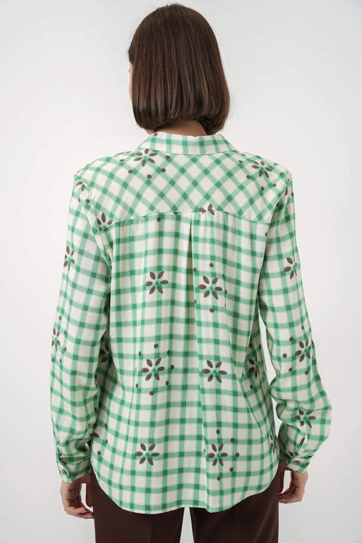Bigdart Chemise en viscose oversize à motifs pour femme 20371 - Vert