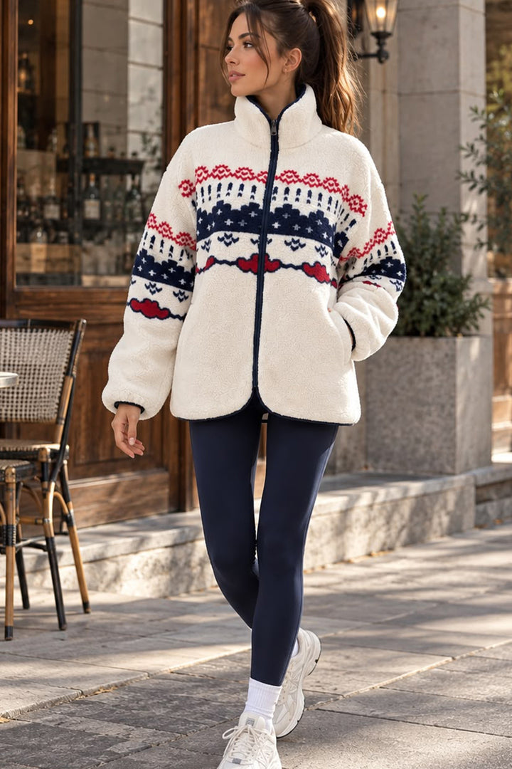 Bigdart Veste en peluche à motifs pour femme 55463 - Beige