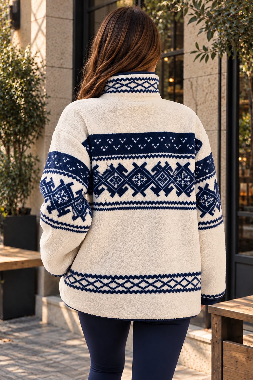 Bigdart Veste en peluche à motifs pour femme 55463 - Bleu marine