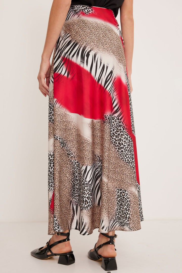 Bigdart Jupe en satin à motifs rouge et noir pour femme 15877 - Rouge