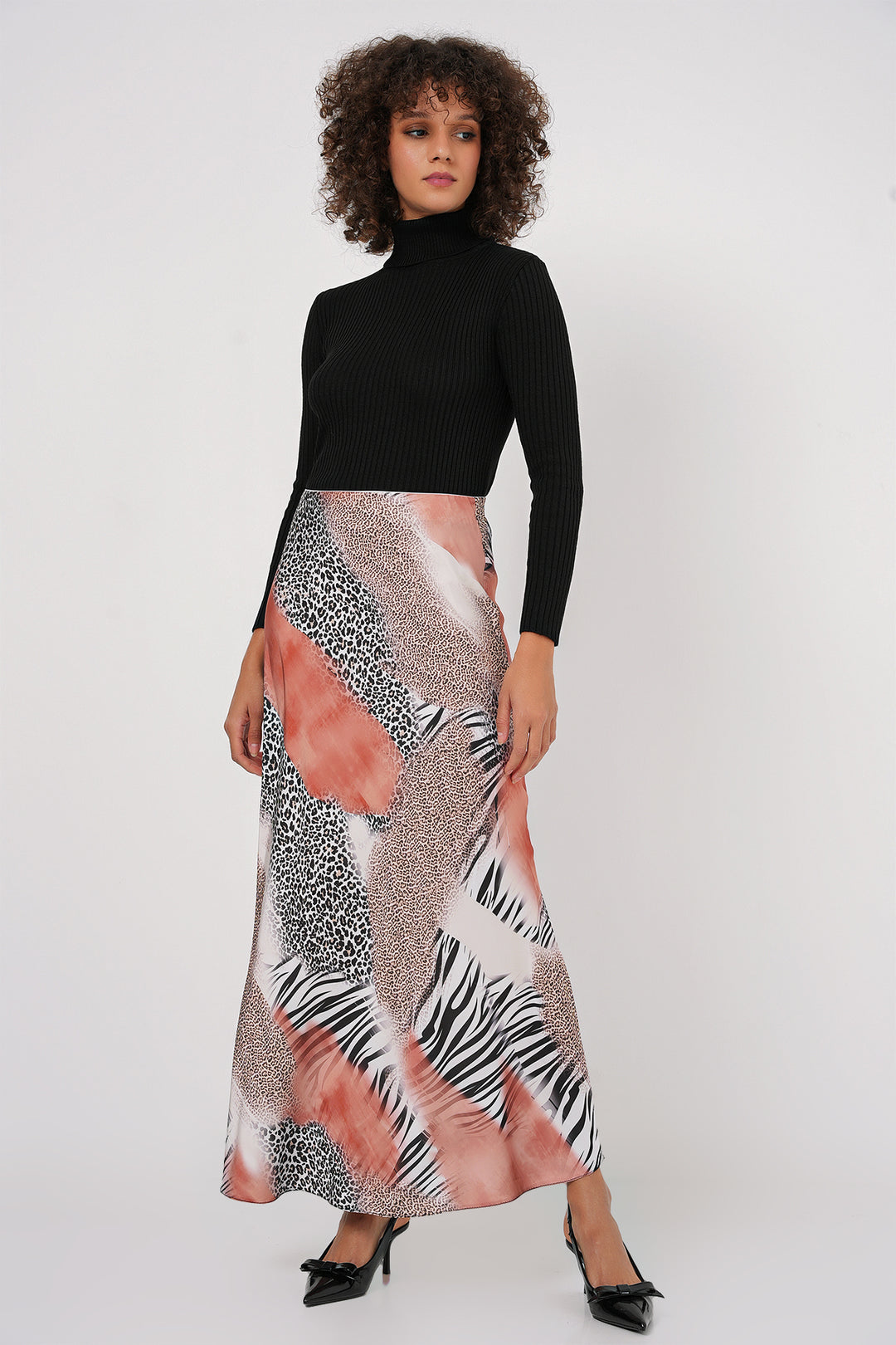 Bigdart Jupe en satin à motif pour femme 15877 - Orange