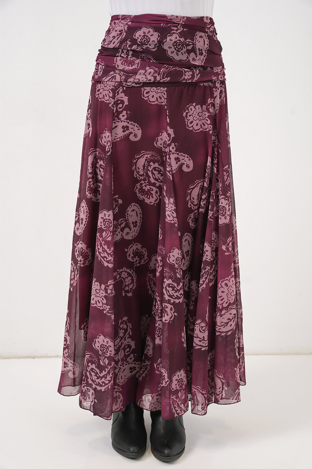 Bigdart Jupe en chiffon à motifs pour femme 8057 - Bordeaux