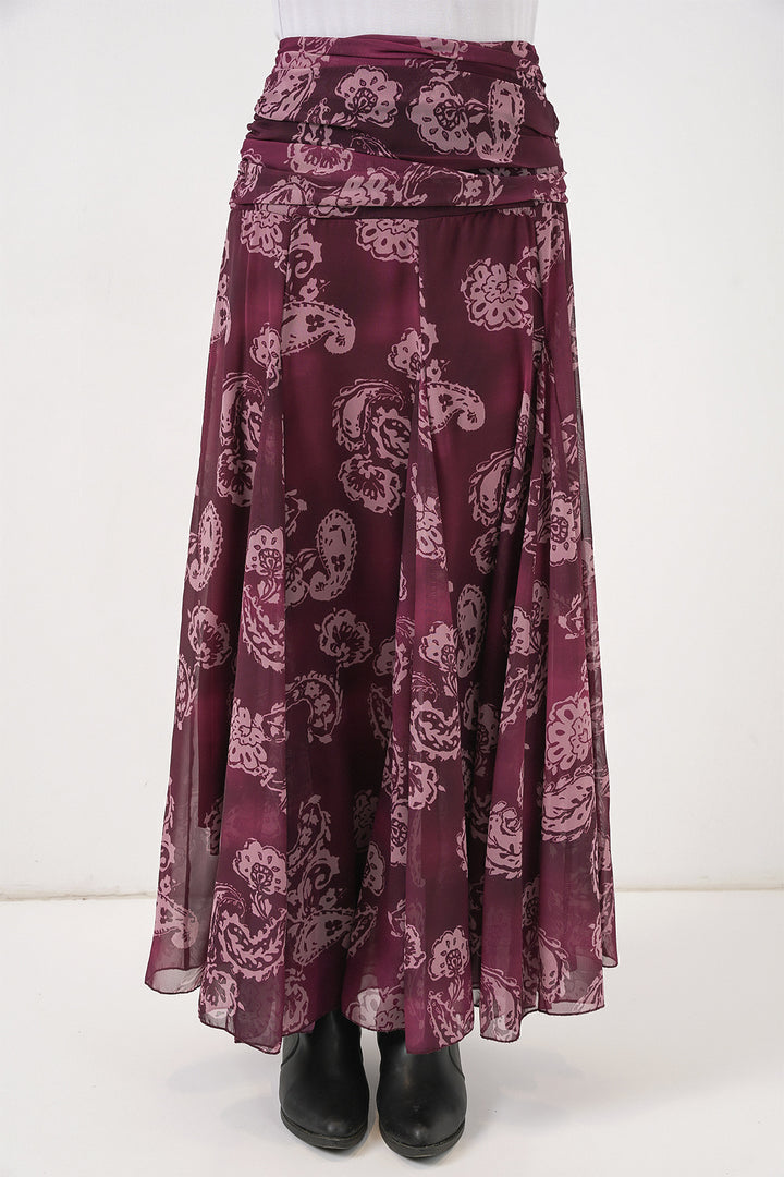 Bigdart Jupe en chiffon à motifs pour femme 8057 - Bordeaux